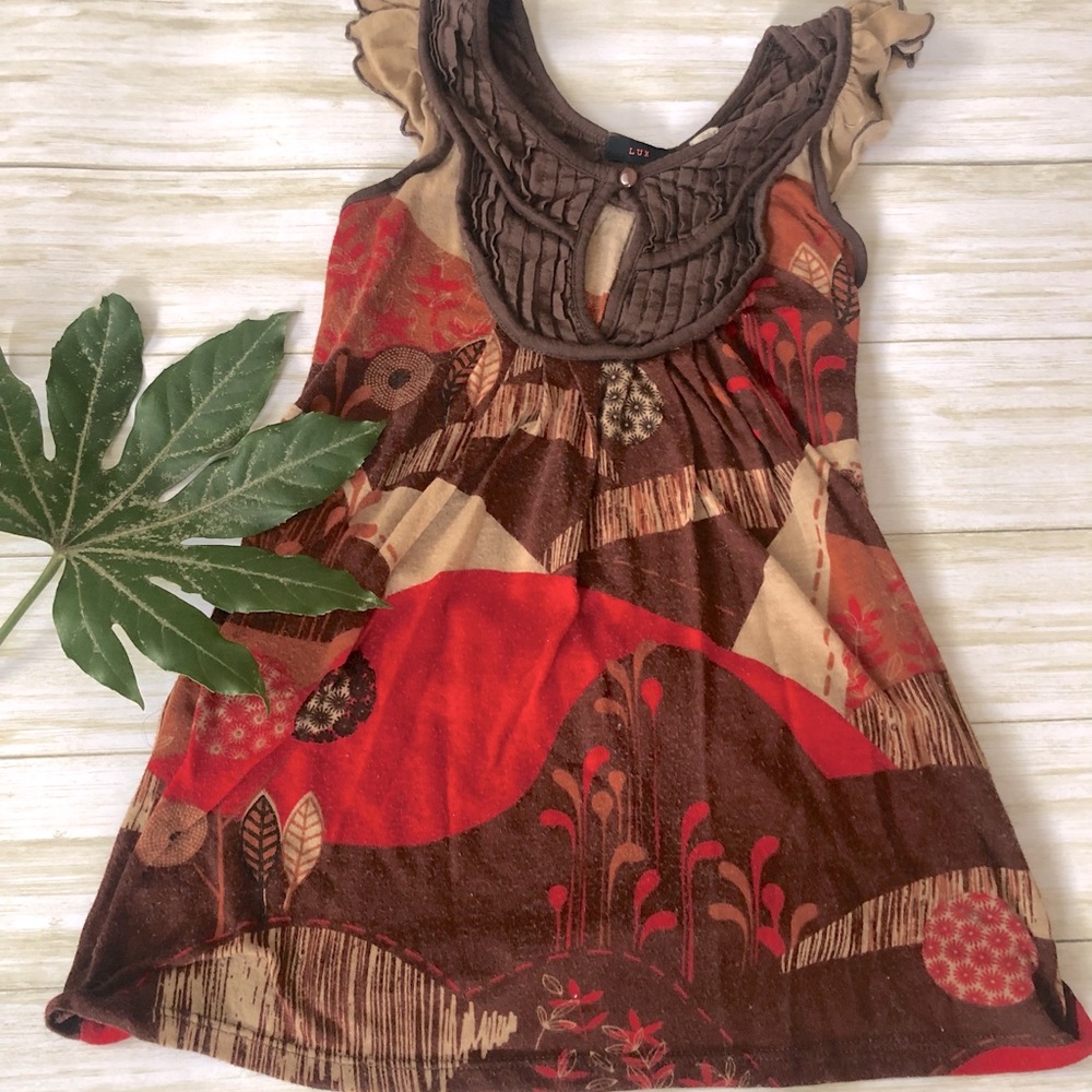 Urban outfitters Lux size xs shirt top. Brown and red.